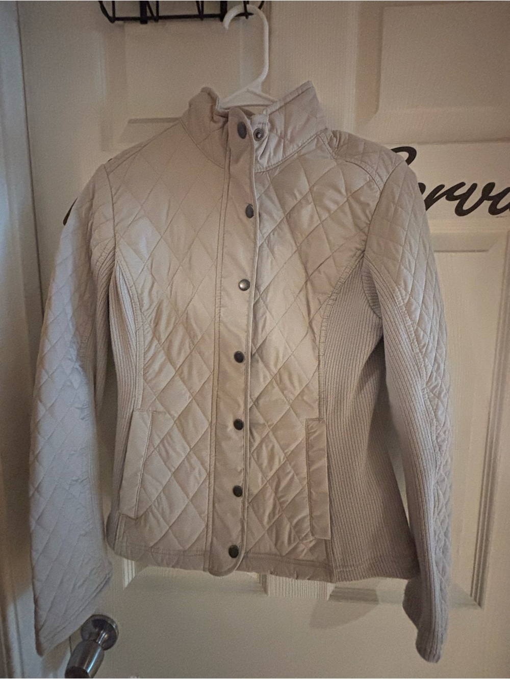 Merona Light Beige Quilted Snap-Front Puffer Jacket